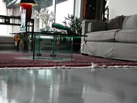 Grey living room concrete floor