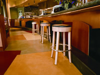 Multi colored restaurant concrete floor