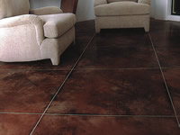 Mohogany concrete floor for family room