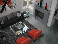 Modern style family room concrete floor
