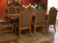 Aged brown dining room concrete floor